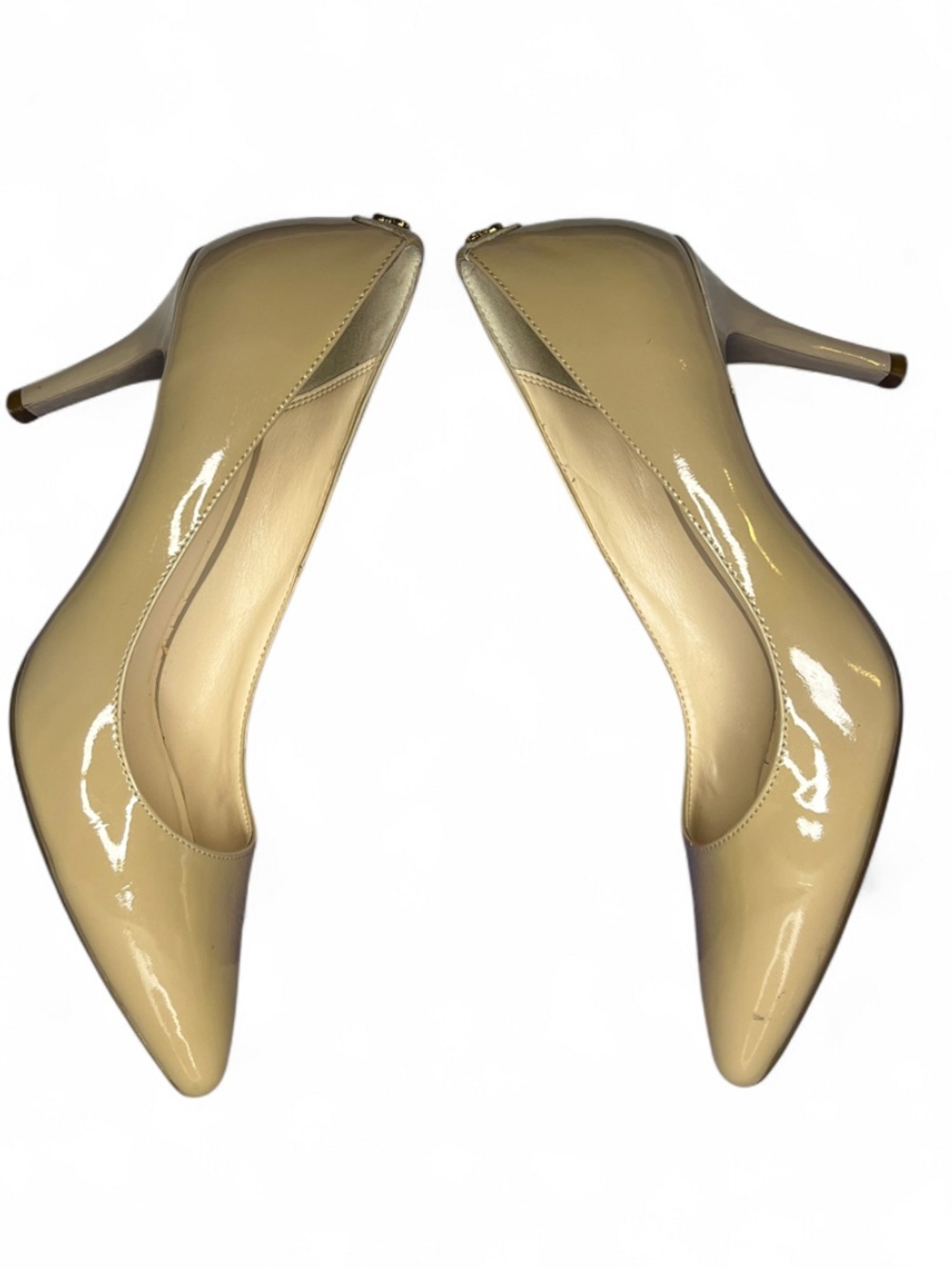 Cole Haan Nude/Natural Patent Leather Sharp Pointed Close Toe Heel Pumps Size 8